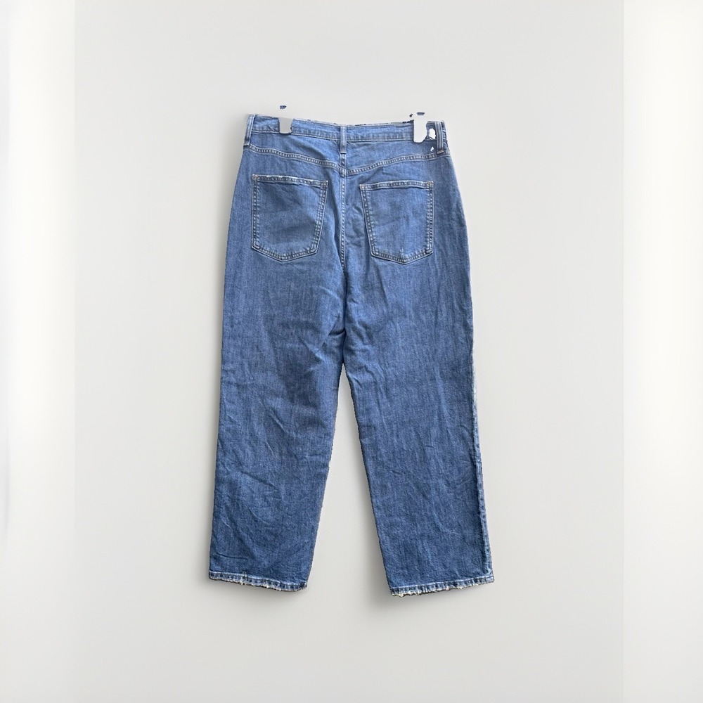 Universal Thread Womens High-Rise Straight Leg Jeans Blue Raw Hem Fair Trade - Picture 4 of 9